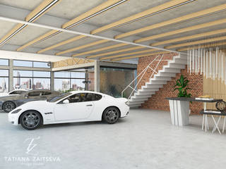 Wystrój wnętrz Pokazy motoryzacyjne w stylu loftu, Design studio TZinterior group Design studio TZinterior group Living room