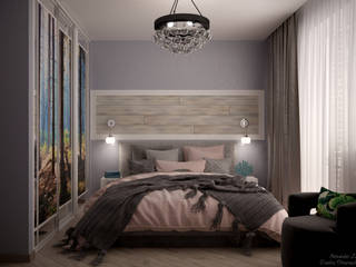 Дизайн спальни в стиле модернизм в квартире в ЖК "7 континент", г.Краснодар, Студия интерьерного дизайна happy.design Студия интерьерного дизайна happy.design Bedroom