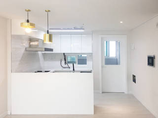용인 수지구 복층 아파트 48PY, 그리다집 그리다집 現代廚房設計點子、靈感&圖片