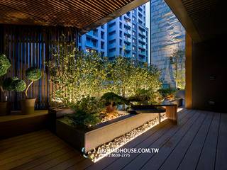 後院 大地工房景觀公司 Asian style balcony, veranda & terrace