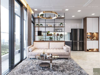 THIẾT KẾ NỘI THẤT CĂN HỘ VINHOMES GOLDEN RIVER - ​Xu hướng thiết kế vách ngăn, ICON INTERIOR ICON INTERIOR Modern Living Room