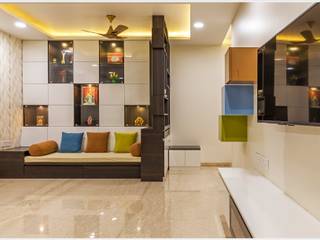 Mr. Prashant Pawar and Family, GREEN HAT STUDIO PVT LTD GREEN HAT STUDIO PVT LTD Modern living room Picture frame,Television,Comfort,Lighting,Building,House,Interior design,Lamp,Flooring,Floor