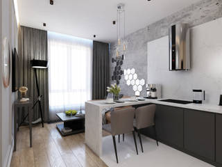 Projekt mieszkania dla młodego mężczyzny, Design studio TZinterior group Design studio TZinterior group Modern kitchen