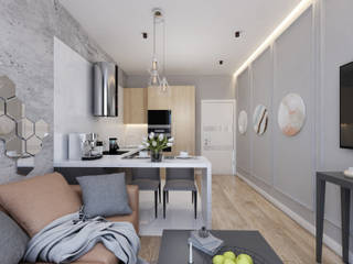 Projekt mieszkania dla młodego mężczyzny, Design studio TZinterior group Design studio TZinterior group Cocinas de estilo moderno
