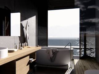 Master Bathroom alexander and philips Kamar Mandi Tropis Batu Grey master,bathroom,kamar mandi,utama,modern,minimalis,tropis,interior,design,desain,arsitektur