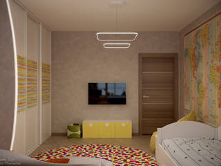 Дизайн детcкой в стиле модернизм в квартире в ЖК "7 континент", г.Краснодар, Студия интерьерного дизайна happy.design Студия интерьерного дизайна happy.design Modern Kid's Room