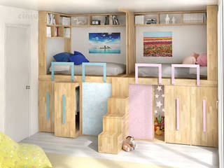 SpazioBed Young: I letti salvaspazio, cinius s.r.l. cinius s.r.l. Bedroom Solid Wood Multicolored