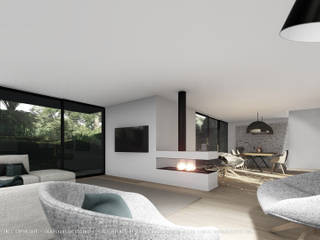 Interior 3D view OGGOstudioarchitects, unipessoal lda Villa Grau Interior,living room,contemporary,architecture,fireplace