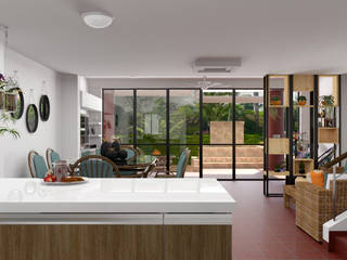 Diseño Interior - Casa campo, Qbico Design Qbico Design 빌트인 주방 우드 + 플라스틱