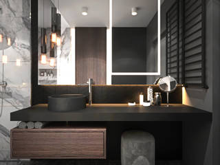 Ciemna łazienka z charakterem, Ambience. Interior Design Ambience. Interior Design Modern bathroom