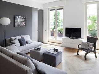 casa con terrazzo, Costa Zanibelli associati Costa Zanibelli associati Modern living room Wood Wood effect