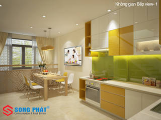 Chiêm ngưỡng thiết kế nội thất trẻ trung bên trong nhà phố 5 tầng, Công ty TNHH TK XD Song Phát Công ty TNHH TK XD Song Phát Phòng ăn phong cách hiện đại Đá hoa
