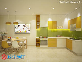 Chiêm ngưỡng thiết kế nội thất trẻ trung bên trong nhà phố 5 tầng, Công ty TNHH TK XD Song Phát Công ty TNHH TK XD Song Phát Phòng ăn phong cách hiện đại Đồng / Đồng / Đồng thau
