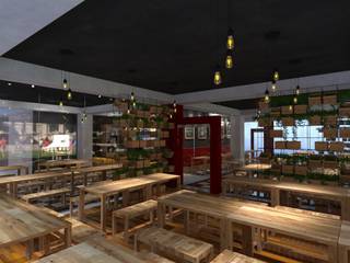 WAROENG ENJOI RESTO, IFAL arch IFAL arch Industrial style dining room Wood Wood effect