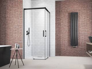 Kabiny prysznicowe w klasycznej czerni, Beyond Public Relations Beyond Public Relations Modern bathroom گلاس