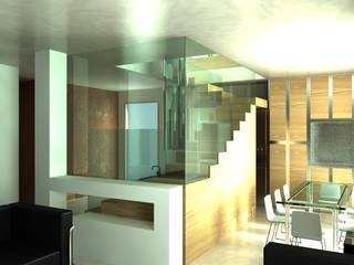 Renovatie kleine Penthouse, MEF Architect MEF Architect وحدات مطبخ زجاج Wood effect
