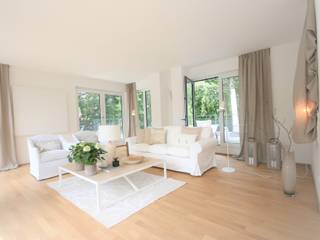 Penthouse-Wohnung - Home Staging - Inszenierung für den Verkauf - München-Grünwald, Münchner home staging AGENTUR GESCHKA Münchner home staging AGENTUR GESCHKA Klassische Wohnzimmer