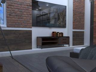 Эколофт. Спальня., Non Solo Design Non Solo Design Industrial style bedroom Bricks