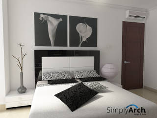 Bedroom at Pantai Indah Kapuk, North Jakarta, Simply Arch. Simply Arch. Minimalist bedroom White