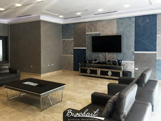 Sala familiar, técnica Acetato y Esfumado Acuarela © Brochart pintura decorativa Paredes y pisos de estilo clásico