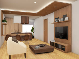 HOUSE ŌKUBO, Studio Maiden Studio Maiden Modern living room Wood Wood effect