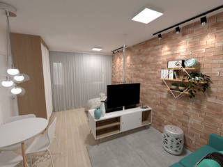 Apartamento Residencial - 24m², Fareed Arquitetos Associados Fareed Arquitetos Associados Rustic style living room