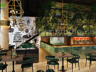 Modern Bar interior Concept Drawings by Yantram 3D Interior Designers, Washington - USA, Yantram Animation Studio Corporation Yantram Animation Studio Corporation Livings de estilo moderno