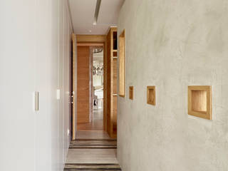 Grayscale, 形構設計 Morpho-Design 形構設計 Morpho-Design Modern Corridor, Hallway and Staircase