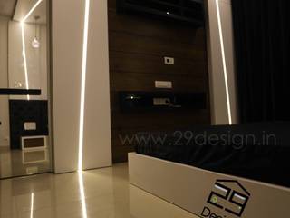 Bedroom interior Design of a 3bhk residential apartment in Vesu, Surat, 29Design Studio 29Design Studio 臥室