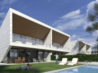 Promoción viviendas pareadas, ARQZONE 3D+Design Studio ARQZONE 3D+Design Studio Modern houses Limestone