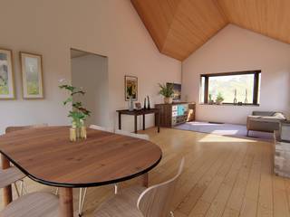 Diseño de vivienda campestre 120 m2, Ekeko Arquitectura Ekeko Arquitectura Rustic style dining room Engineered Wood White