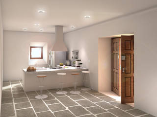 Rehabilitación Casa-Taller, ARQZONE 3D+Design Studio ARQZONE 3D+Design Studio Cocinas integrales Piedra