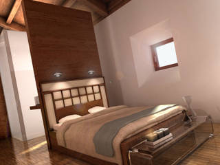 Rehabilitación Casa-Taller, ARQZONE 3D+Design Studio ARQZONE 3D+Design Studio Rustic style bedroom Wood Wood effect
