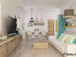 Casa di Marco, Nocera Kathia rendering progettazione e design Nocera Kathia rendering progettazione e design Mediterranean style living room