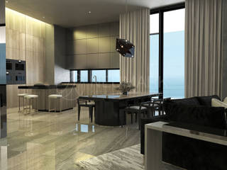 Porsche Tower Apartment. Апартаменты в Porsche Design Tower., NEUMARK NEUMARK Nowoczesna jadalnia