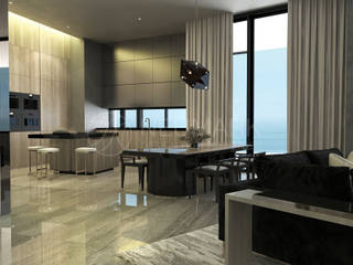 Porsche Tower Apartment. Апартаменты в Porsche Design Tower., Anton Neumark Anton Neumark Modern dining room
