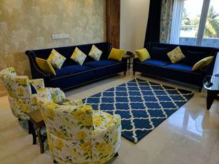 Jaynagar Site, Design Space Design Space Modern Living Room Plywood Yellow Accessories & decoration