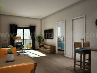 Architectural Walkthrough Services Community Apartment ideas by Yantram Architectural Rendering Service, Milan - Italy, Yantram Animation Studio Corporation Yantram Animation Studio Corporation Nowoczesny salon