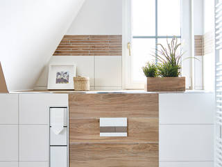 Erdtöne und Holzoptik: naturnahes Wellness-Badezimmer, BANOVO GmbH BANOVO GmbH Baños modernos Compuestos de madera y plástico