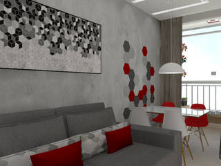 Apartamento Compacto, Bruna Ferraresi Bruna Ferraresi Salas de estilo moderno Concreto Gris