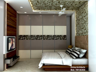 Bedroom interior design for mr. Shyam Gupta Bikaner Rajasthan, divine architects divine architects ห้องนอน