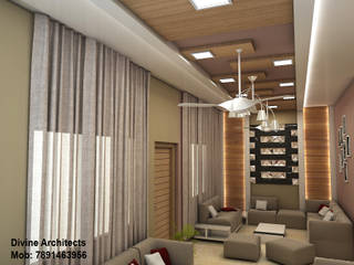 Villa Interior design for mr. Divyarth duveymahindra sez ajmer road jaipur, divine architects divine architects Вітальня