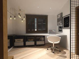 Dormitório masculino, Cláudia Legonde Cláudia Legonde Industrial style bedroom Wood Black