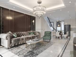 Thiết kế nội thất biệt thự phong cách Tân Cổ Điển sang trọng đẳng cấp, ICON INTERIOR ICON INTERIOR Living room