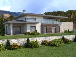 Progetto Villa a Rovetta: La villa con una forma dinamica, studiosagitair studiosagitair Modern houses