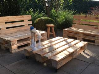 Pallet loungesets voor binnen of in de tuin, Palletdeal.nl Palletdeal.nl Jardins indutriais Madeira Acabamento em madeira