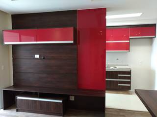 Sala de estar e cozinha sob medida, Campelli Móveis Sob Medida Campelli Móveis Sob Medida Modern living room MDF