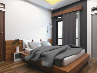 HUNIAN TROPIS DI RANAH MINAG, CASA.ID ARCHITECTS CASA.ID ARCHITECTS Minimalist bedroom Engineered Wood Brown