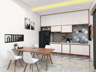 HUNIAN TROPIS DI RANAH MINAG, CASA.ID ARCHITECTS CASA.ID ARCHITECTS Built-in kitchens Engineered Wood White