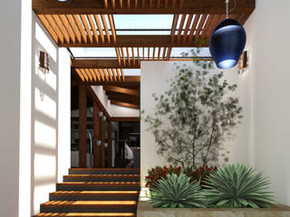 Residencia Campestre Lomeli, Arq. Rodrigo Culebro Sánchez Arq. Rodrigo Culebro Sánchez إنتقائي، أسلوب، الرواق، رواق، &، درج